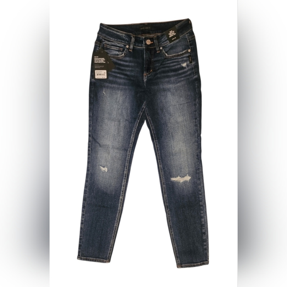 Womens Silver Jeans Co. Suki Curvy Fit Mid Rise Jeans Distressed 28/29 MSRP $84 - Picture 2 of 15